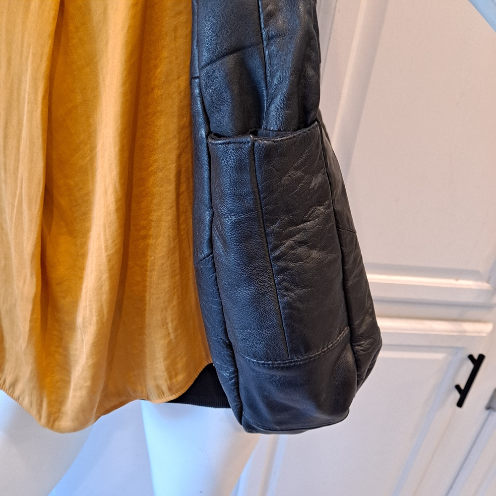 Chic Classic Black Patchwork Leather Hobo Shoulde… - image 5